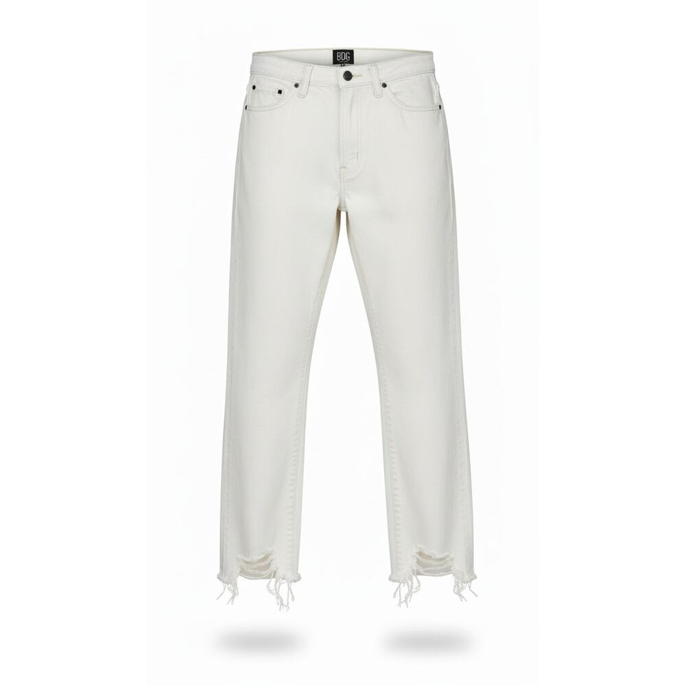 BDG Urban Outfitters Jeans Womens 24 White Slim Straight Raw Hem Frayed